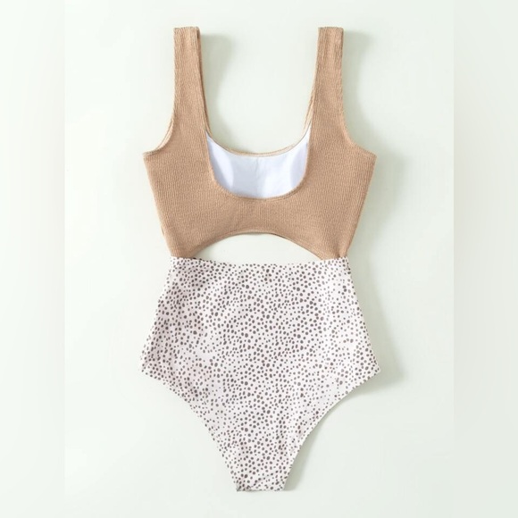 Tan Dalmatian Cutout Bathing Suit - Picture 3 of 9